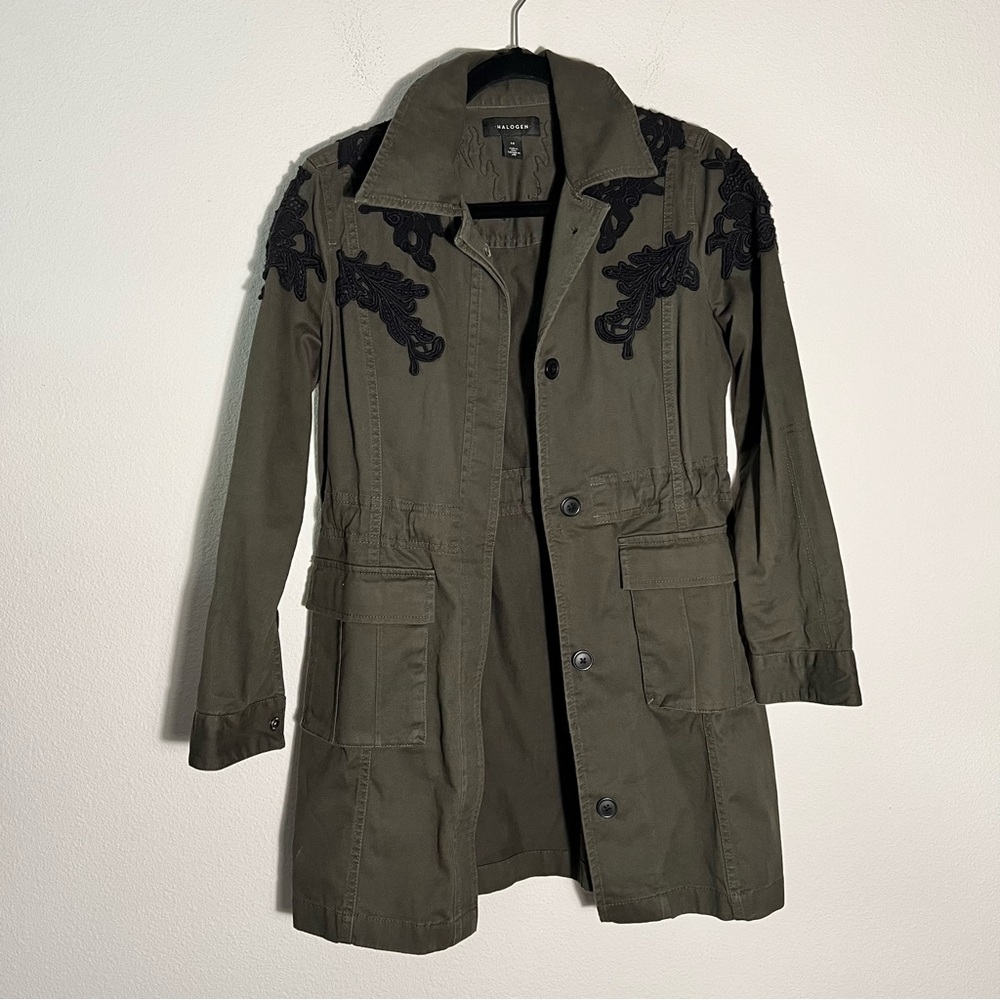 Halogen Cargo Jacket with Lace Motif Detail
